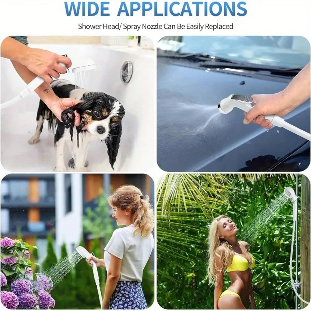 Portable Camping Shower, Rechargeable Camp Shower Pump, Outdoor Shower Kit for Beach, Pet, Travel, Car