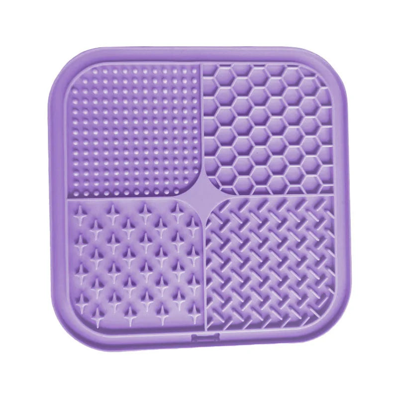 Pet Licking Mat with Suction Cup Slow Feeder Food-Grade Silicone Dog Treat Mat for Anxiety Relief Slow Eating Choking Prevention