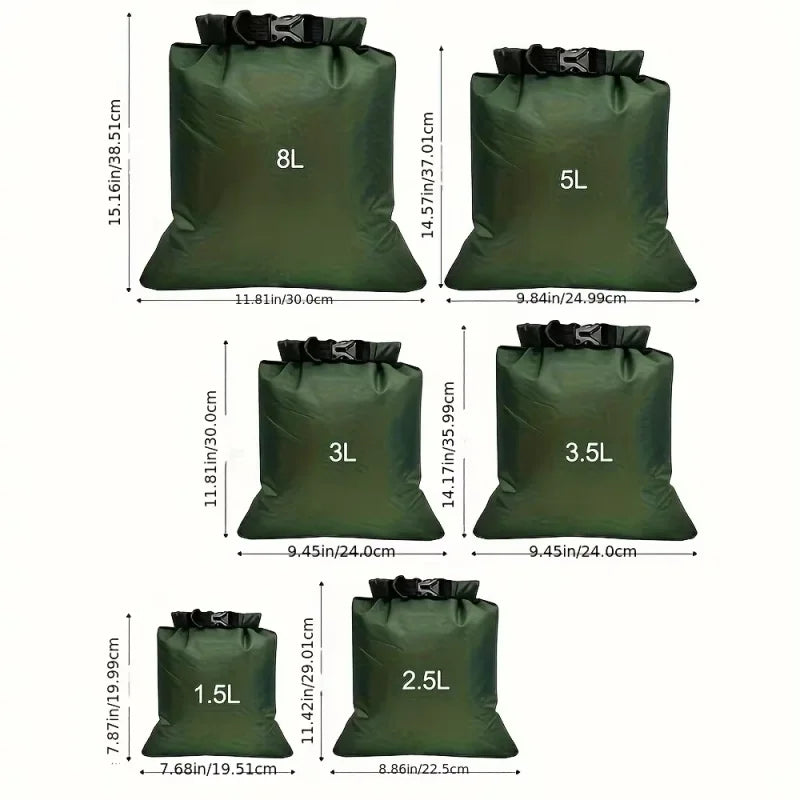 6Pcs Outdoor Lightweight Waterproof Dry Bag Set Multifunctional Drifting River Trekking Sealed Storage Bags