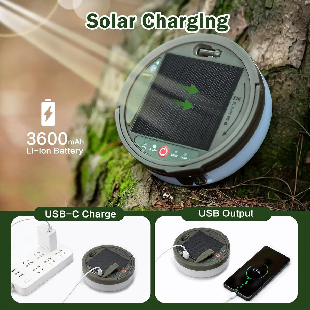 Solar Camping String Lights, 4 in 1 Camping String Lights Outdoor with 8 Lighting Modes, Solar Powered Camping Lights for Tent