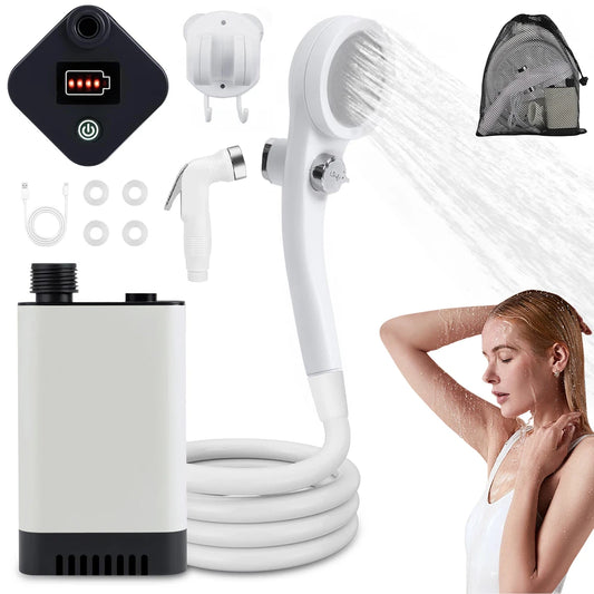 Portable Camping Shower, Rechargeable Camp Shower Pump, Outdoor Shower Kit for Beach, Pet, Travel, Car