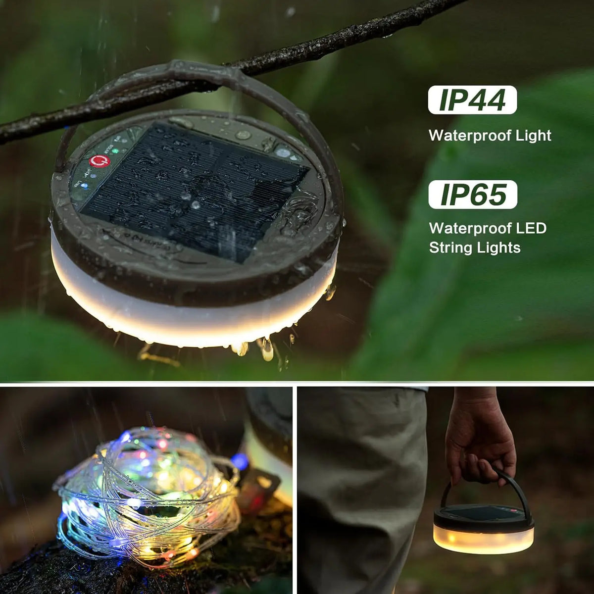 Solar Camping String Lights, 4 in 1 Camping String Lights Outdoor with 8 Lighting Modes, Solar Powered Camping Lights for Tent