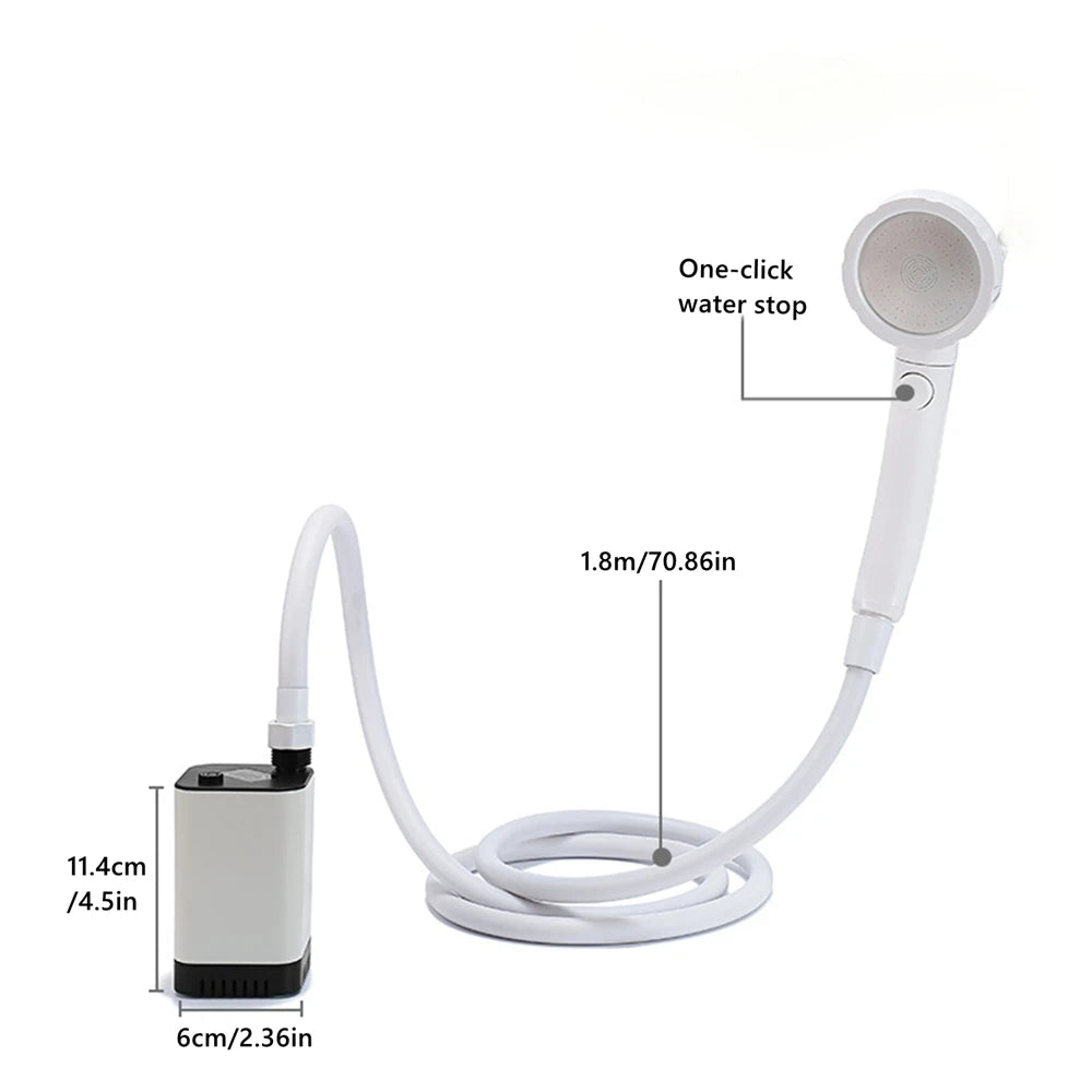 Portable Camping Shower, Rechargeable Camp Shower Pump, Outdoor Shower Kit for Beach, Pet, Travel, Car
